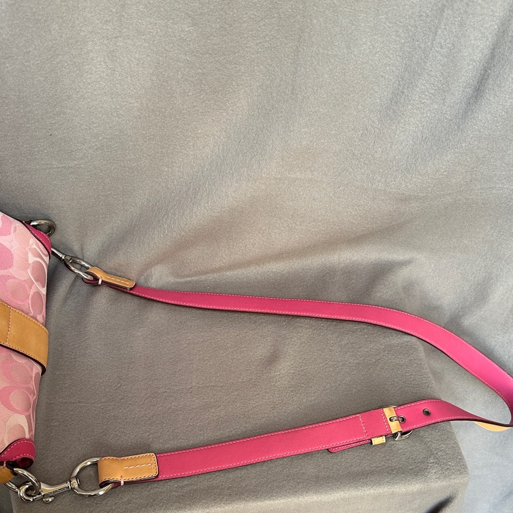 Coach 1854 Pink Signature Jacquard Buckle Flap Crossbody with Tag RARE Vintage - Picture 10 of 16